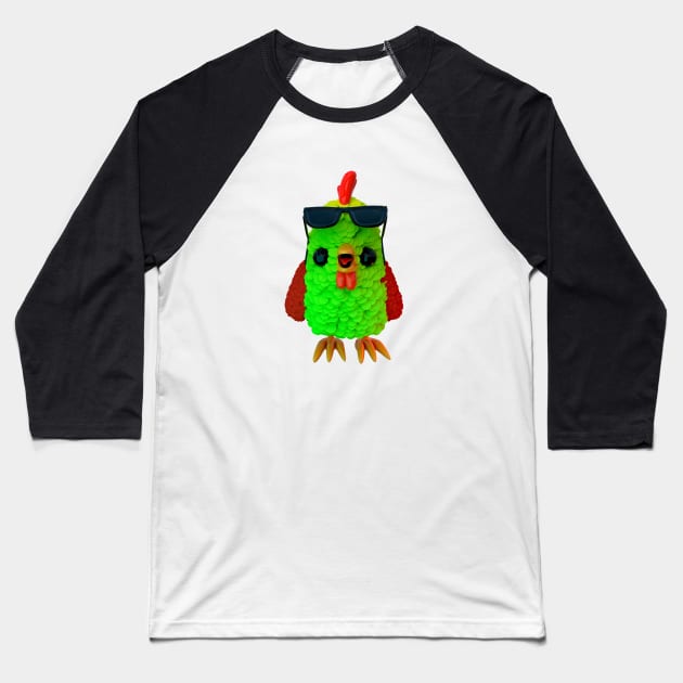 Green cool chicken Baseball T-Shirt by fakeface